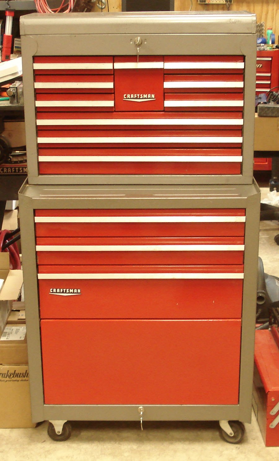 Vintage Red & Gray Craftsman 13 Drawer Toolbox Set Nice eBay