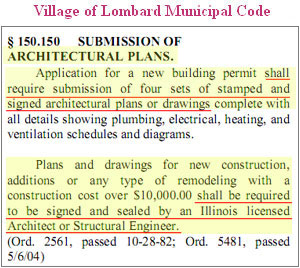 Lombard building Code 150.150