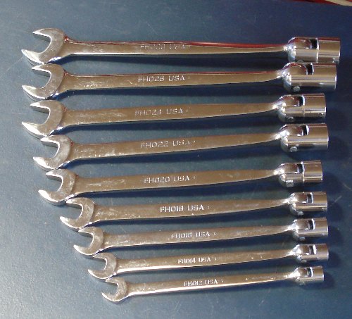 Snap On Combination Flex-Head / Open End 12-Point 7 Pc. Wrench Set ...